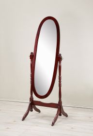 Traditional Queen Anna Style Wood Floor Cheval Mirror, Cherry Finish Traditional Queen Anna Style Wood Floor Cheval Mirror, Cherry Finish